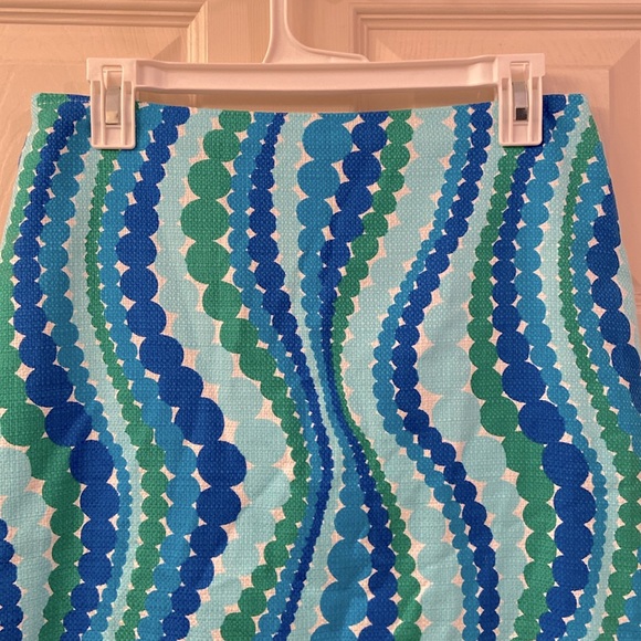 Talbots Skirt Petites Geometric Swirling Circles Blues Green, White WM SZ 6P - Picture 3 of 11